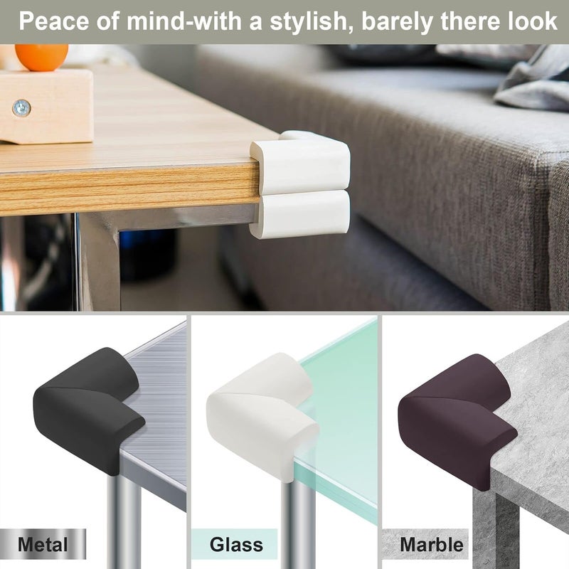 AIXMEET 8 Pack Soft Sponge Table Corners, Corner Protector Baby, Baby Proofing Corner Guards, Pre-Taped Furniture Corner Protectors, Child Safety Furniture Bumper, Corner Protectors for furniturey, Black - Image 4